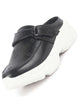 Women Black Laser Cut Floral Hook and Loop Back Open Slip On Mules Shoes