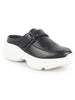 Women Black Laser Cut Floral Hook and Loop Back Open Slip On Mules Shoes