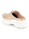 Women Golden Laser Cut Floral Design Hook and Loop Back Open Slip On Mules Shoes