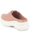 Women Peach Laser Cut Floral Design Hook and Loop Back Open Slip On Mules Shoes