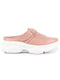 Women Peach Laser Cut Floral Design Hook and Loop Back Open Slip On Mules Shoes