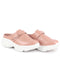 Women Peach Laser Cut Floral Design Hook and Loop Back Open Slip On Mules Shoes