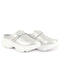 Women Silver Laser Cut Floral Design Hook and Loop Back Open Slip On Mules Shoes