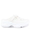 Women White Laser Cut Floral Design Hook and Loop Back Open Slip On Mules Shoes