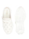 Women White Laser Cut Floral Design Hook and Loop Back Open Slip On Mules Shoes
