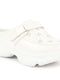 Women White Laser Cut Floral Design Hook and Loop Back Open Slip On Mules Shoes