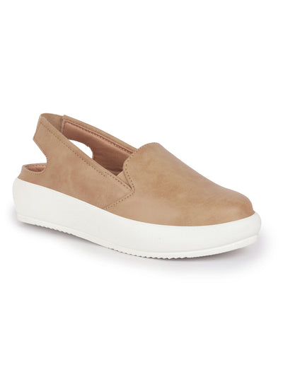 Women Cheeku Height Enhancer Elastic Closure Back Strap Platform Heel Slip On Shoes|Stylish|Chunky|Weekend|Classic Sneaker Shoes