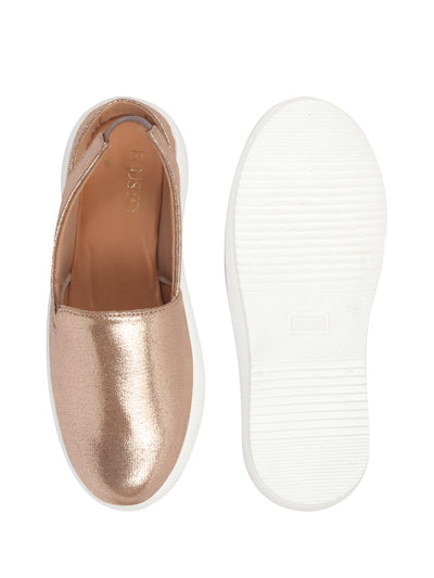 Women Golden Height Enhancer Elastic Closure Back Strap Platform Heel Slip On Shoes|Stylish|Chunky|Weekend|Classic Sneaker Shoes
