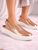 Women Golden Height Enhancer Elastic Closure Back Strap Platform Heel Slip On Shoes|Stylish|Chunky|Weekend|Classic Sneaker Shoes