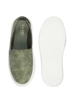 Women Olive Height Enhancer Elastic Closure Back Strap Platform Heel Slip On Shoes|Stylish|Chunky|Weekend|Classic Sneaker Shoes
