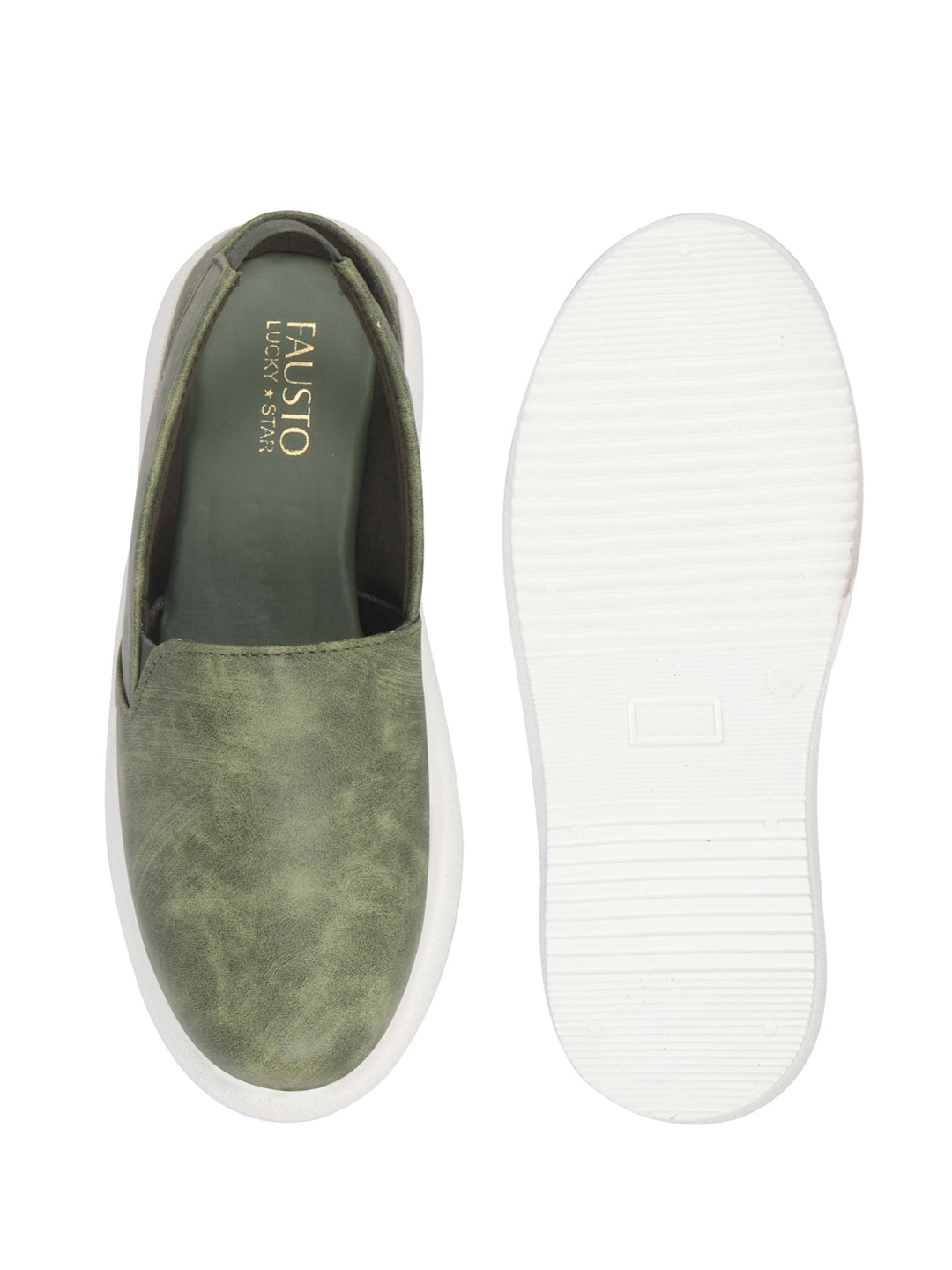 Women Olive Height Enhancer Elastic Closure Back Strap Platform Heel Slip On Shoes|Stylish|Chunky|Weekend|Classic Sneaker Shoes
