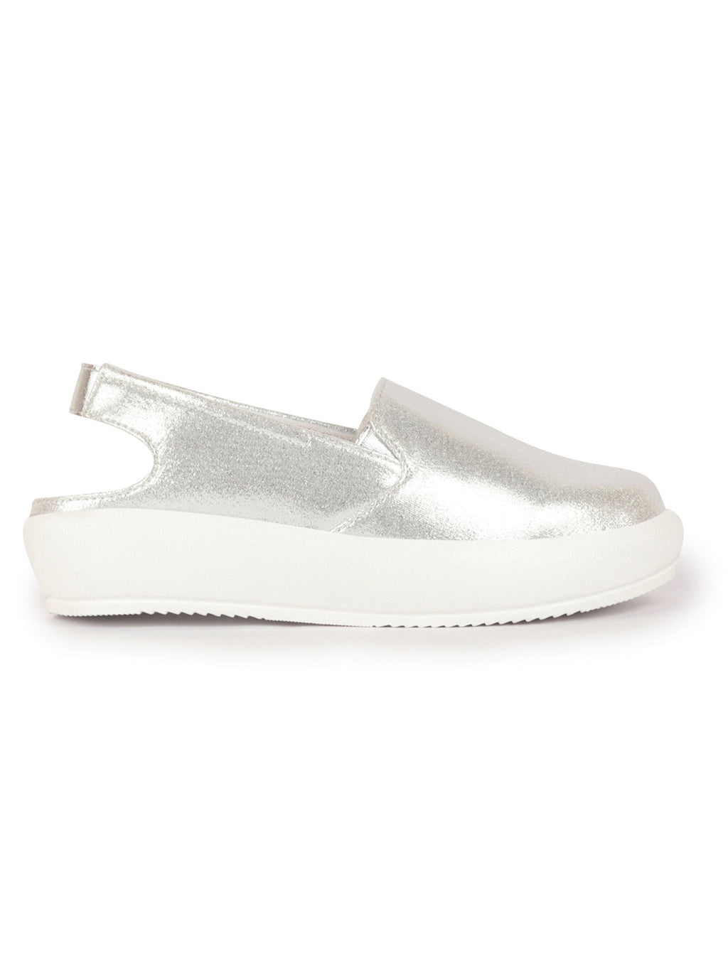 Shop Women Silver Perforated Laser Cut Classic Back Open Slip On Mules Shoes|Work|Casual|Loafer Shoes|Comfort Online.