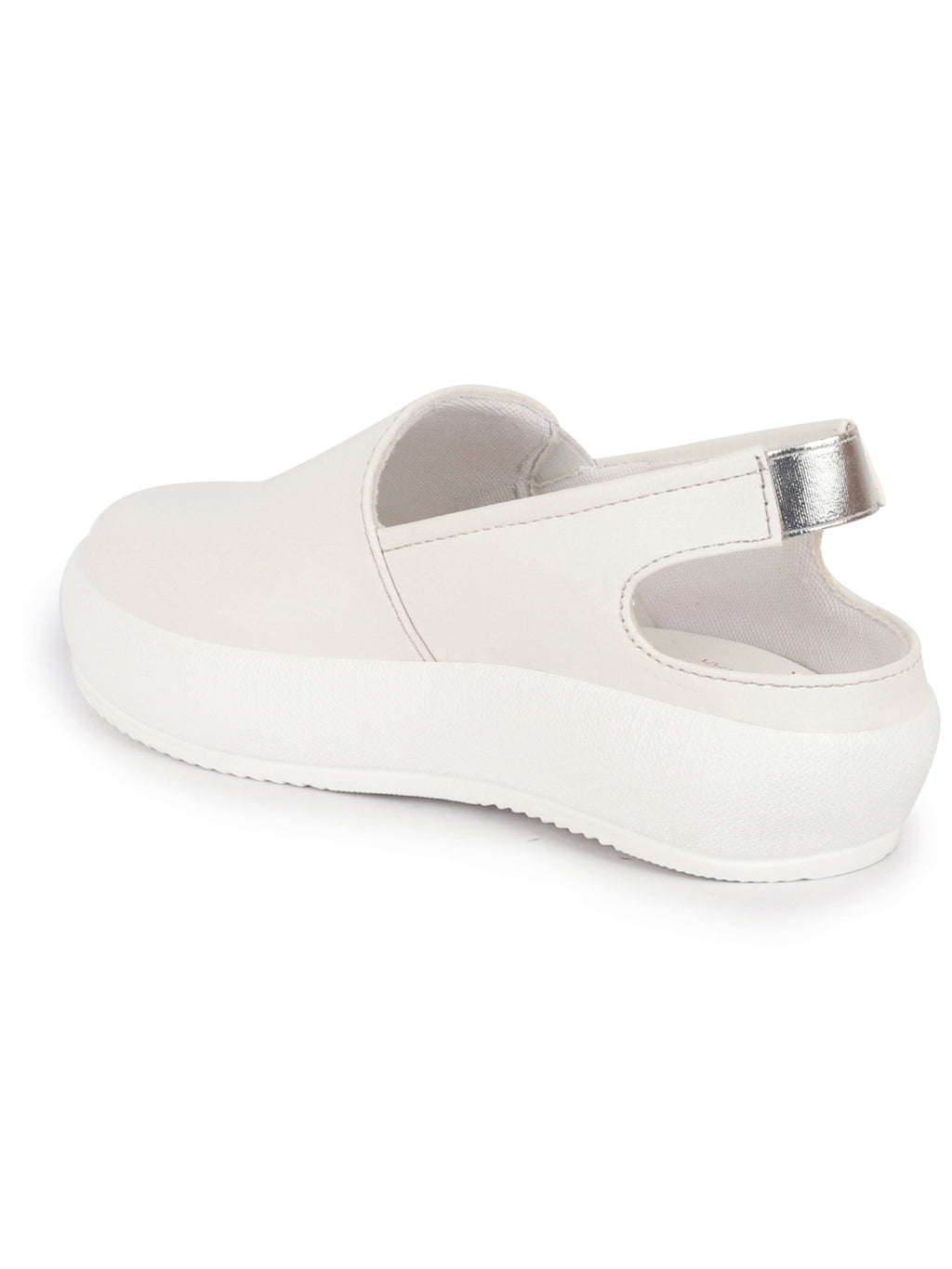 Shop Women Silver Perforated Laser Cut Classic Back Open Slip On Mules Shoes|Work|Casual|Loafer Shoes|Comfort Online.