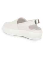 Shop Women Silver Perforated Laser Cut Classic Back Open Slip On Mules Shoes|Work|Casual|Loafer Shoes|Comfort Online.
