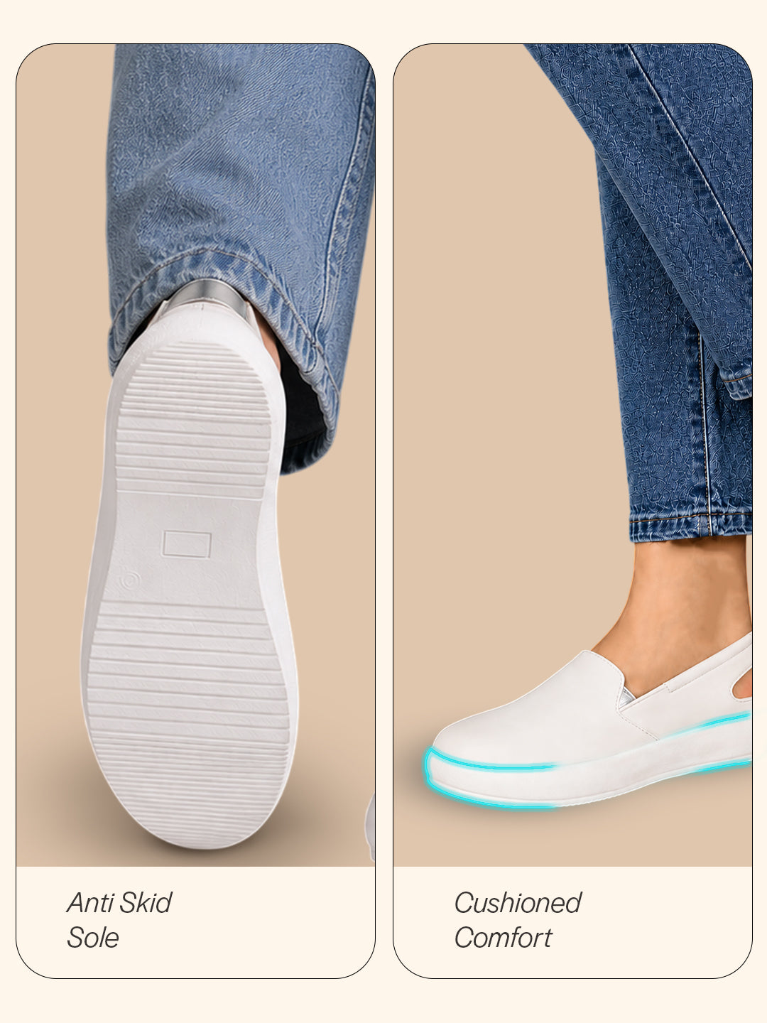 Women White Height Enhancer Elastic Closure Back Strap Platform Heel Slip On Shoes|Stylish|Chunky|Weekend|Classic Sneaker Shoes