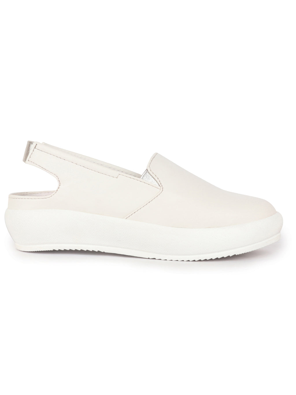 Shop Women Silver Perforated Laser Cut Classic Back Open Slip On Mules Shoes|Work|Casual|Loafer Shoes|Comfort Online.