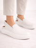 Women White Height Enhancer Elastic Closure Back Strap Platform Heel Slip On Shoes|Stylish|Chunky|Weekend|Classic Sneaker Shoes