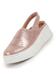 Women Pink Laser Cut Back Strap Flatform Heel Elastic Closure Embellished Slip On Shoes|Stylish|Weekend|Classic Sneaker Shoes