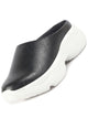 Women Black Laser Cut Back Open Platform Heel Slip On Mules Casual Shoes