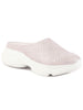 Women Lavender Laser Cut Back Open Platform Heel Slip On Mules Casual Shoes