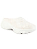 Women White Laser Cut Back Open Platform Heel Slip On Mules Casual Shoes