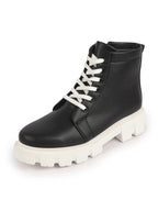 Shop Women Black Outdoor Winter High Top Chunky Lace Up Casual Boots Online.