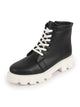 Women Black Outdoor Winter High Top Chunky Lace Up Casual Boots