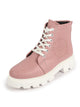 Women Peach Outdoor Winter High Top Chunky Lace Up Casual Boots