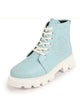 Women Sky Blue Outdoor Winter High Top Chunky Lace Up Casual Boots