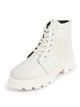 Women White Outdoor Winter High Top Chunky Lace Up Casual Boots