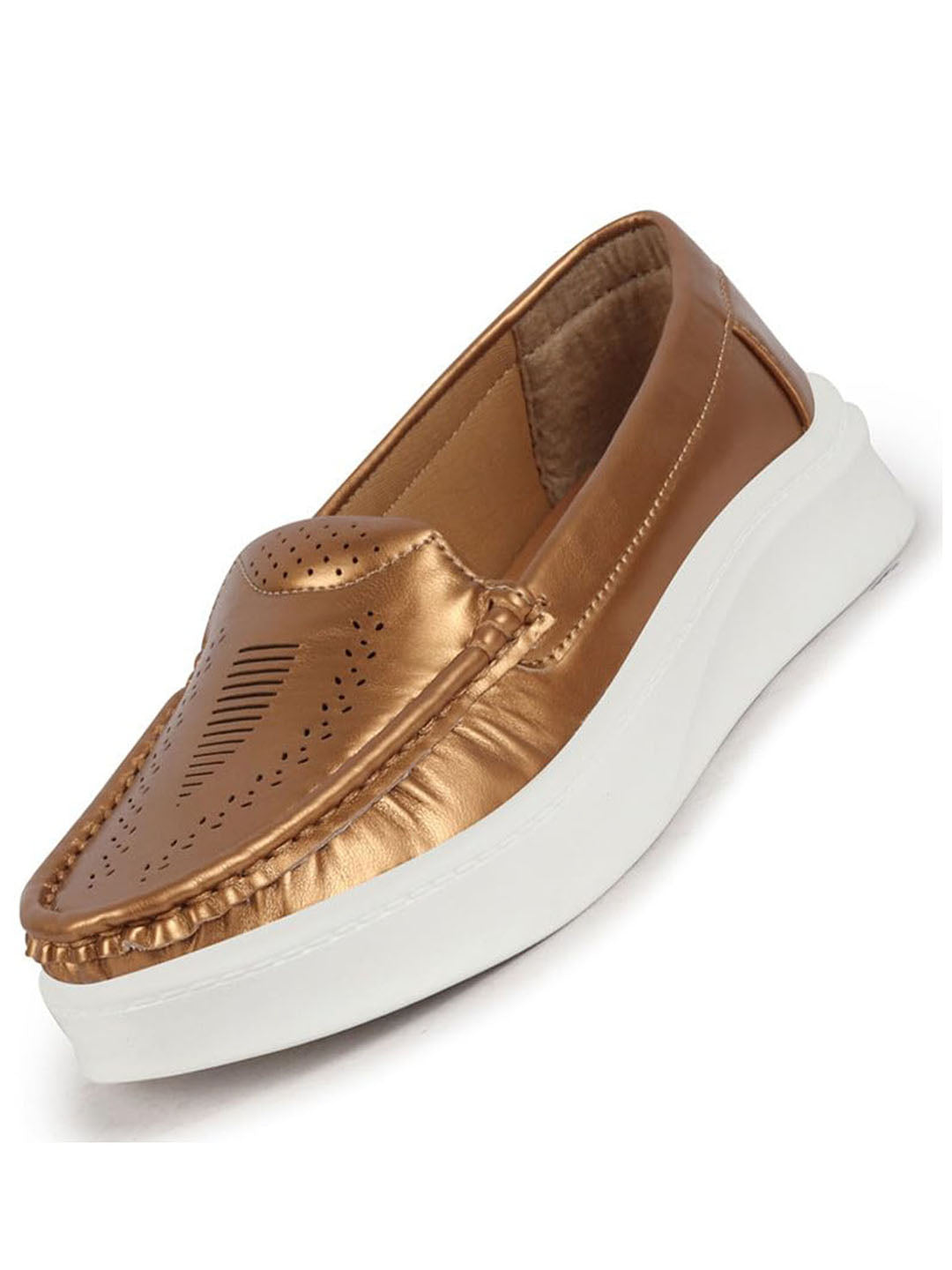 women antique perforation laser cut stitched casual slip on loafer|work|outdoor|slip on shoes|office wear