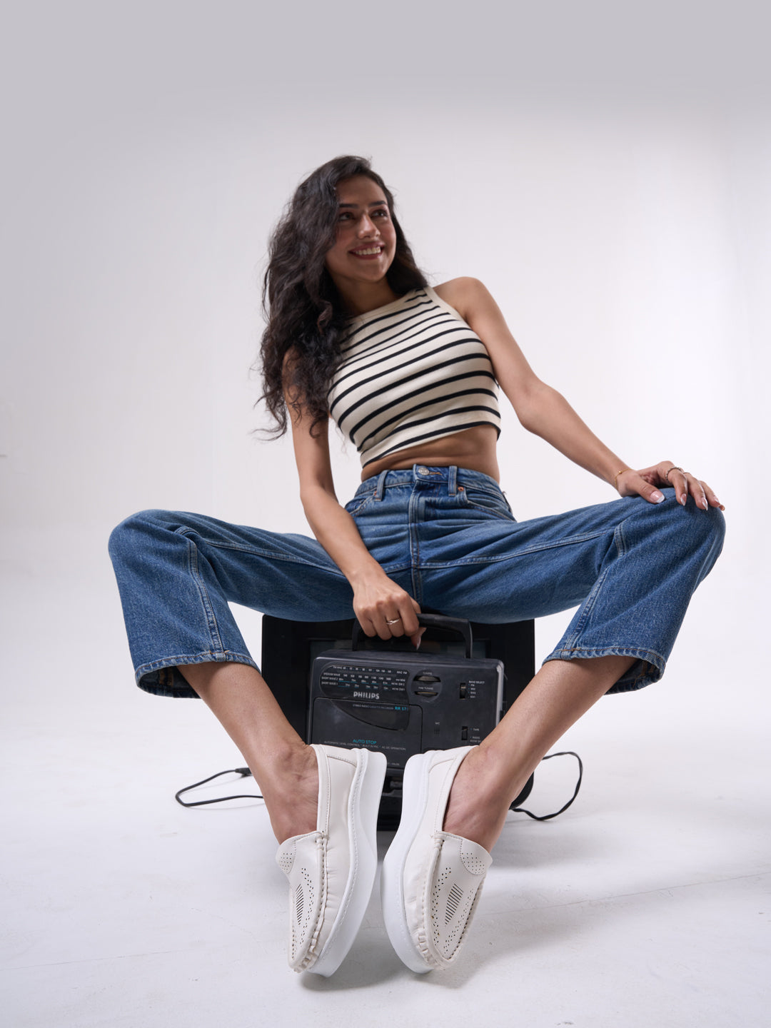 Shop Women Tope Perforation Laser Cut Stitched Casual Slip On Loafer|Work|Outdoor|Slip On Shoes|Office Wear Online.