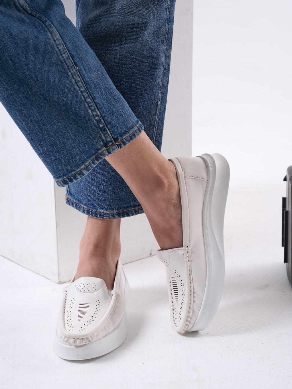 Shop Women Tope Perforation Laser Cut Stitched Casual Slip On Loafer|Work|Outdoor|Slip On Shoes|Office Wear Online.