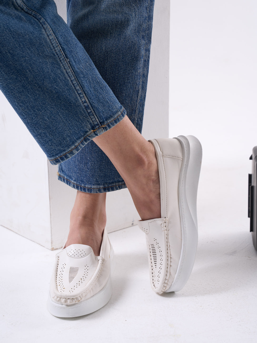 Shop Women Tope Perforation Laser Cut Stitched Casual Slip On Loafer|Work|Outdoor|Slip On Shoes|Office Wear Online.
