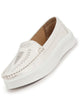 Women White Perforation Laser Cut Stitched Casual Slip On Loafer|Work|Outdoor|Slip On Shoes|Office Wear
