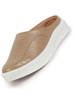 Women Golden Perforated Laser Cut Classic Back Open Slip On Mules Shoes|Work|Casual|Loafer Shoes|Comfort