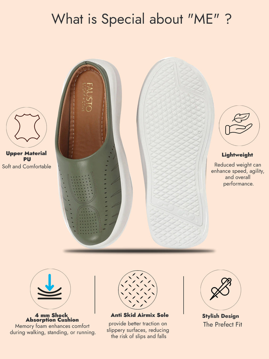 Shop Women Olive Perforated Laser Cut Classic Back Open Slip On Mules Shoes|Work|Casual|Loafer Shoes|Comfort Online.