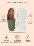 Shop Women Olive Perforated Laser Cut Classic Back Open Slip On Mules Shoes|Work|Casual|Loafer Shoes|Comfort Online.