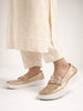Women Golden Perforated Laser Cut Stitched Height Enhancer Slip On Loafer|Work|Classic|Slip On Shoes|Office Wear