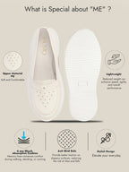 Women White Chunky Slip Ons Height Enhancer Lightweight Sneaker Shoe|Memory Cushion Insole|Comfortable Anti Skid Sole