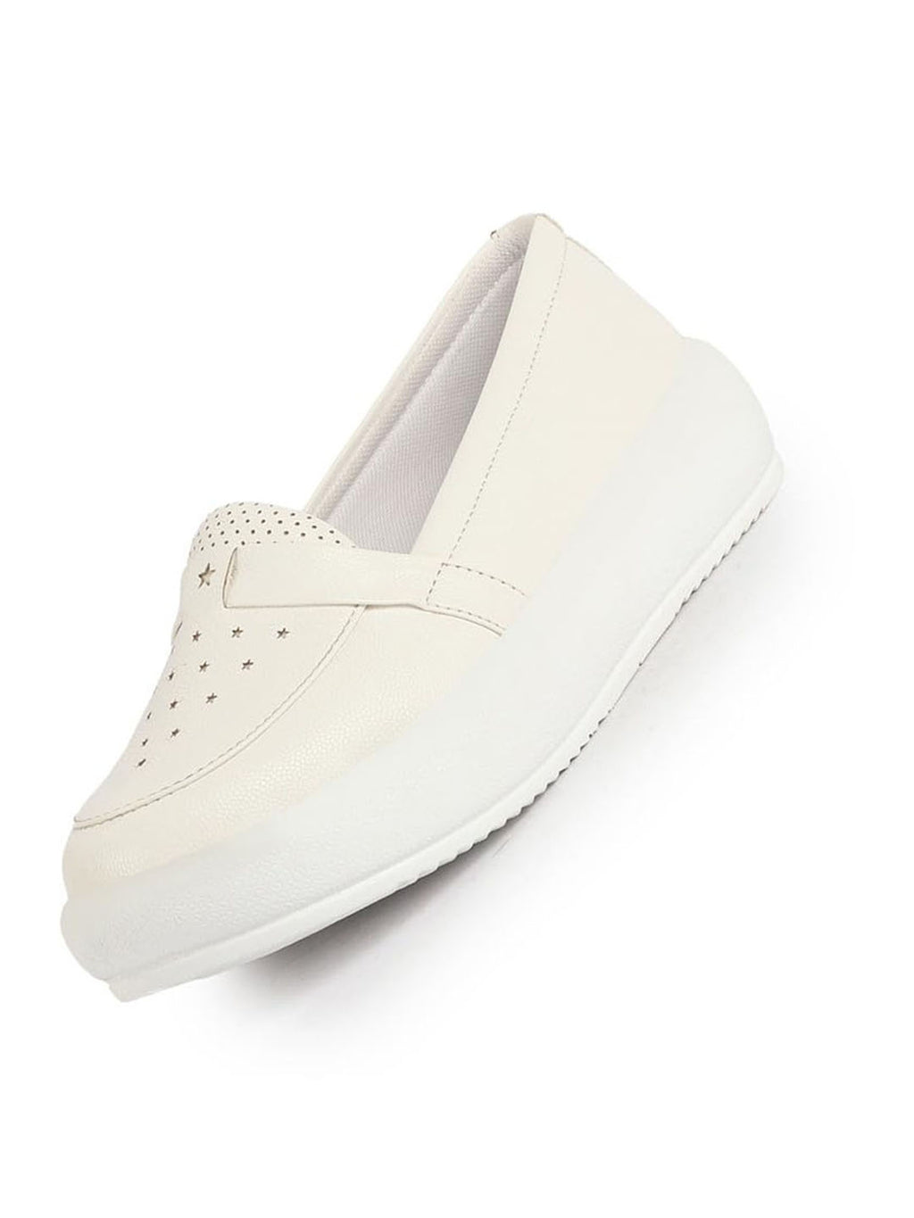 Women White Chunky Slip Ons Height Enhancer Lightweight Sneaker Shoe|Memory Cushion Insole|Comfortable Anti Skid Sole