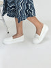 Women White Chunky Slip Ons Height Enhancer Lightweight Sneaker Shoe|Memory Cushion Insole|Comfortable Anti Skid Sole