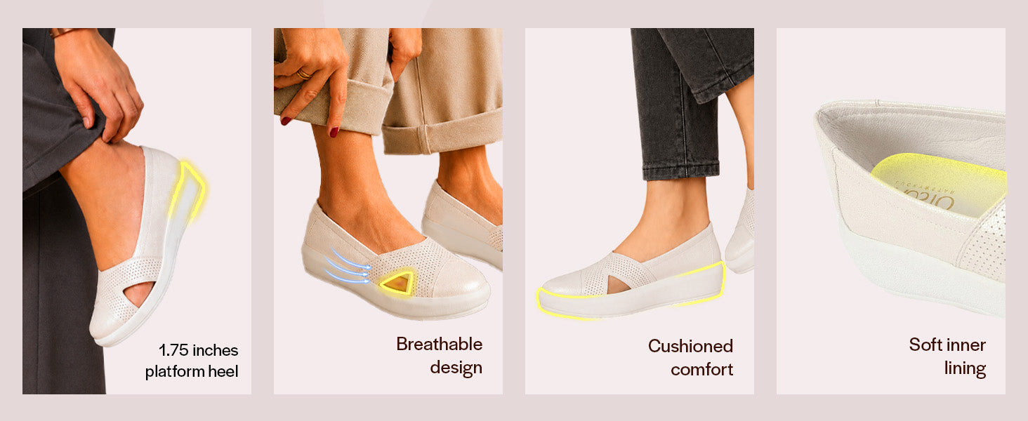 Women Brown Height Enhancer Lightweight Classic Breathable Slip On Sneaker Shoe|Memory Cushion Insole|Comfortable Anti Skid Sole