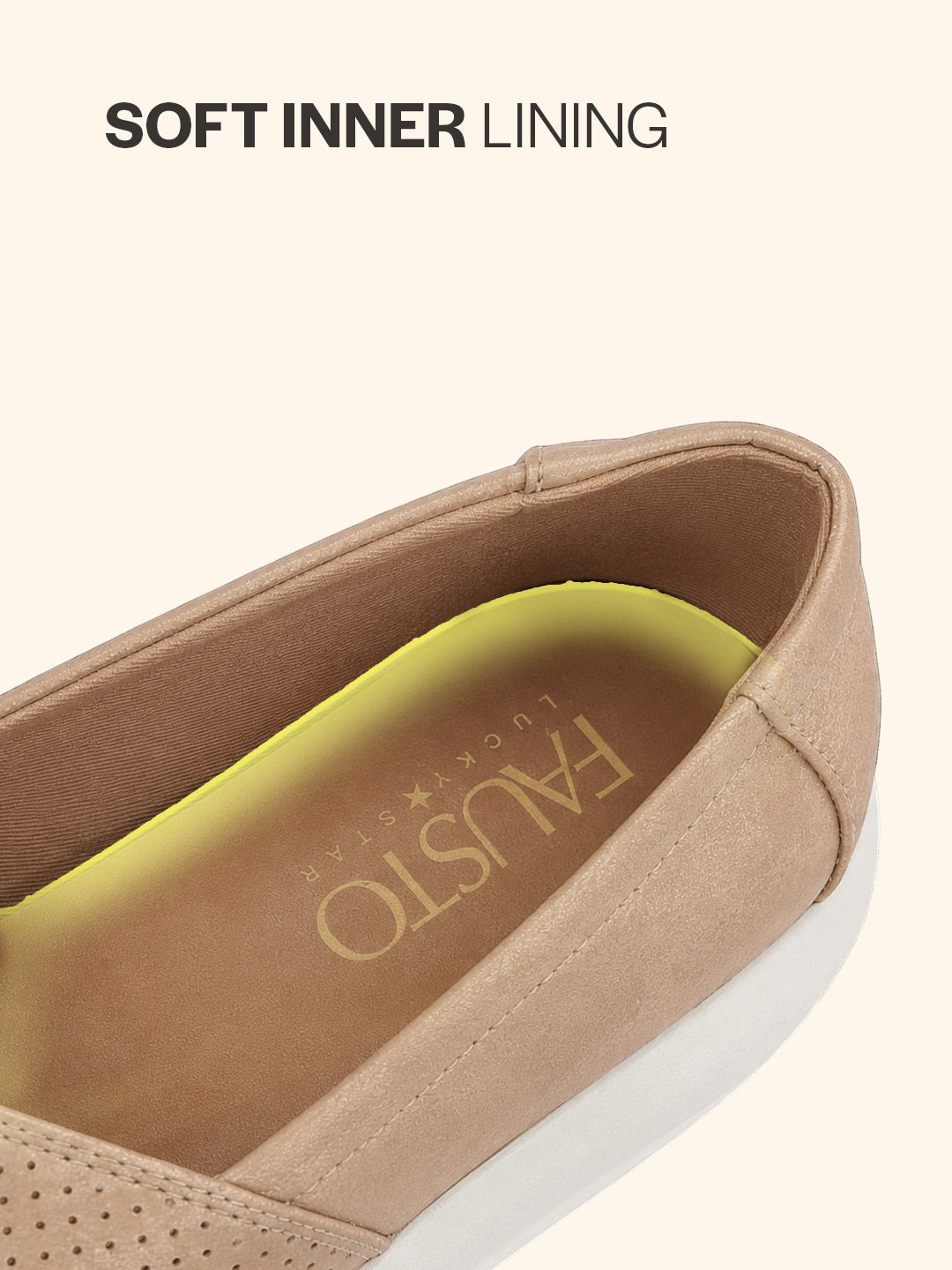Women Beige Height Enhancer Lightweight Classic Breathable Slip On Sneaker Shoe|Memory Cushion Insole|Comfortable Anti Skid Sole