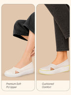 Women White Height Enhancer Lightweight Classic Breathable Slip On Sneaker Shoe|Memory Cushion Insole|Comfortable Anti Skid Sole