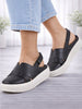 Women Black Embellished Backstrap Height Enhancer Hook and Loop Slip on Shoes | Casual Shoe | Evening Party Shoe | Anti Skid Sole
