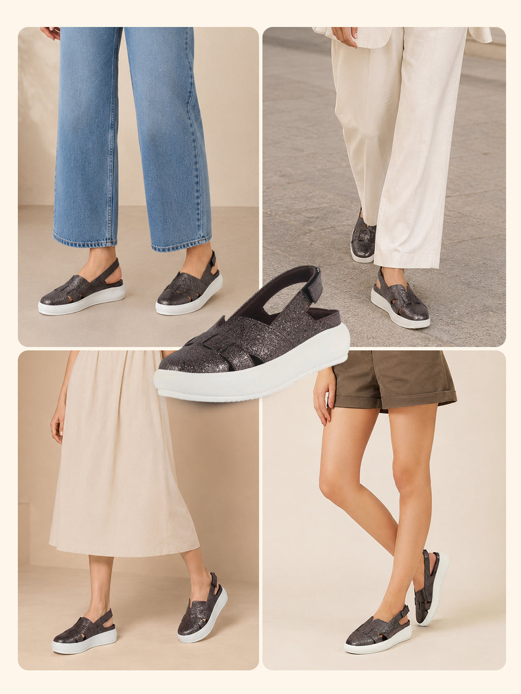Women Dark Grey Embellished Backstrap Height Enhancer Hook and Loop Slip on Shoes|Casual Shoe|Evening Party Shoe|Anti Skid Sole