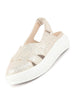 Women Gold Cream Embellished Backstrap Height Enhancer Hook and Loop Slip on Shoes | Casual Shoe | Evening Party Shoe | Anti Skid Sole