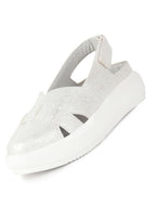 women light silver embellished backstrap height enhancer hook and loop slip on shoes | casual shoe | evening party shoe | anti skid sole