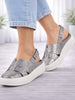 Women Silver Embellished Backstrap Height Enhancer Hook and Loop Slip on Shoes|Casual Shoe|Evening Party Shoe|Anti Skid Sole